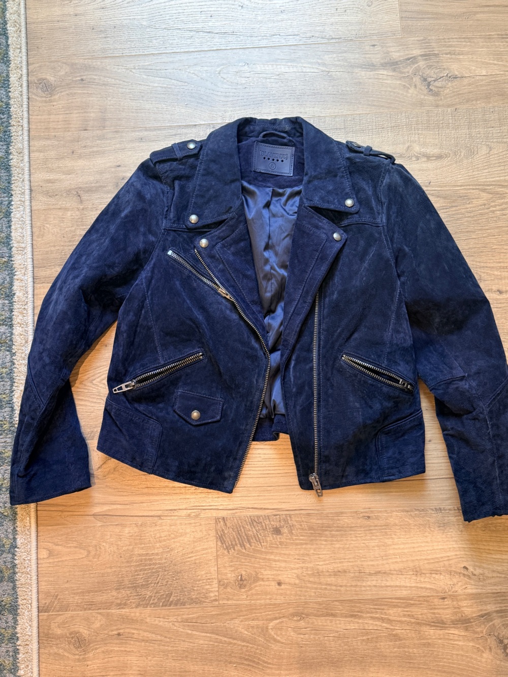 Blank NYC Navy Suede Moto Jacket- Size -Large